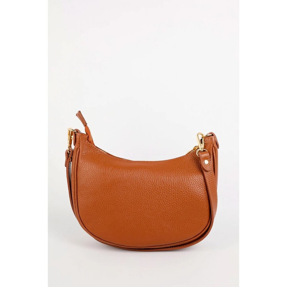 Brown Crescent Crossbody Bag | Genuine Italian Leather | Luxury Shoulder Purse